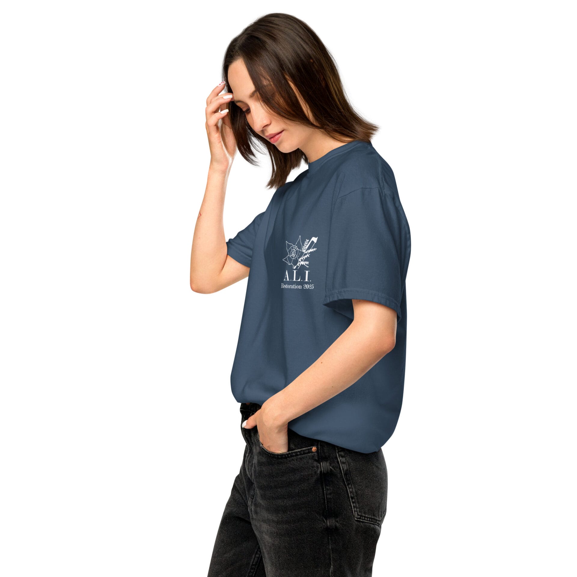 A.L.I. front logo unisex garment-dyed heavyweight t-shirt - Image 10